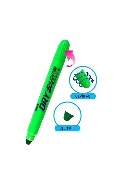 Amos Green Highlighter Dry Pen - Box of 12
