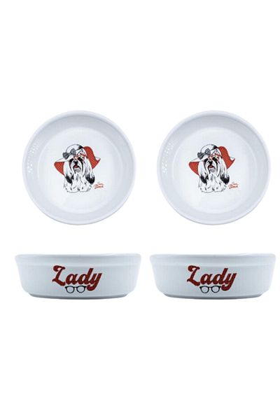 Glipet 2-Piece Washable Ceramic Food and Water Bowl 16cm 400 ml