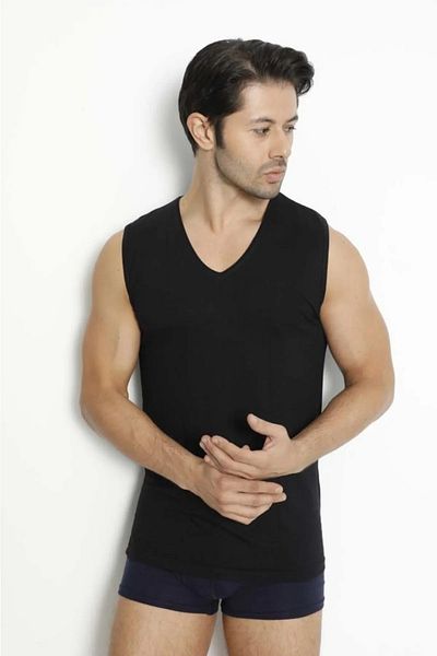 LÜXDRM 3 Pieces Men's V-Neck Zero Sleeve Bamboo Undershirt