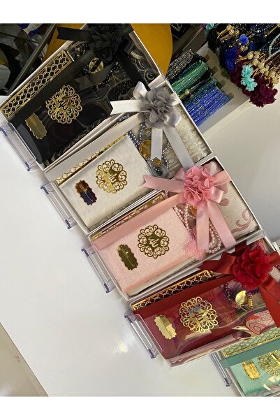 GÜLSEMALİ 10 Adet Dağıtmalık Hediye Yasin Pleksi Isimlikli Seccade Ve Inci Te...