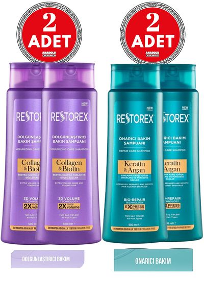 Restorex Keratin and Argan Shampoo 500 Ml - 2 Collagen and Biotin Plumping Shampoo