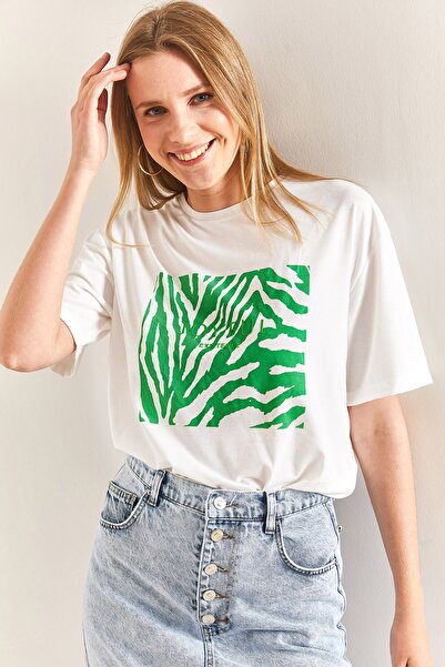 Bianco Lucci Γυναικείο χτενισμένο βαμβακερό μπλουζάκι με σχέδια