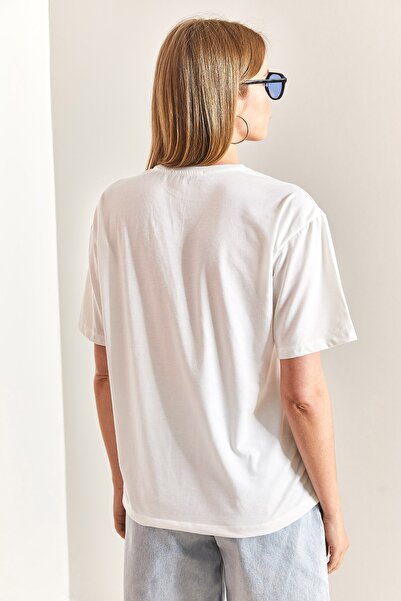 Bianco Lucci Dámské vzorované tričko z česané bavlny