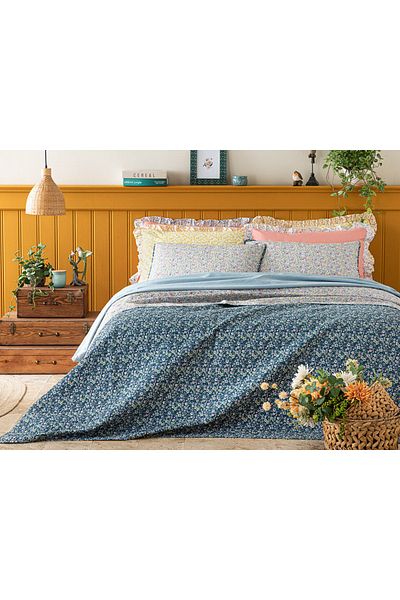 English Home Floral Heaven Multi-Purpose Single Bedspread Set 160x220 Cm Seledon
