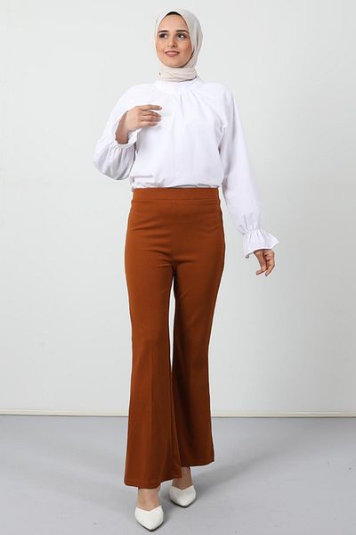 Giza Giyim Elastic Waist Spanish Trousers Mustard