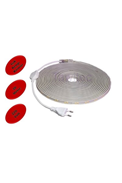 tawitec Hortum Şerit Led 220 Volt Su Geçirmez Fiş Dahil Metrede 68 Led 5730 Kırmızı 20 Metre