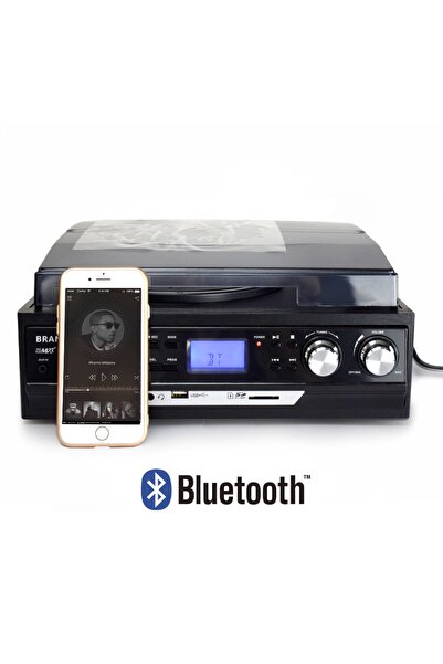 Genel Markalar Kn-27 Bluetoothlu Kumandalı Hoparlörlü Pikap Radyo Kaset Usb Mp3 33-45-78 Plaklar Çalar