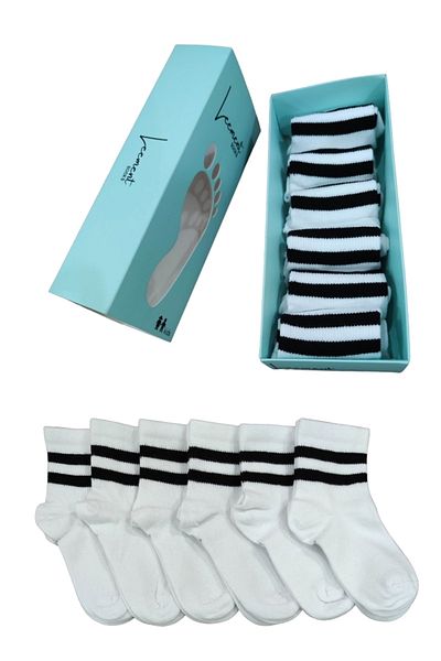 Leement socks Детски 6 чифта колежански получорапи Premium Series безшевни пръсти