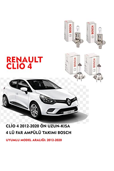 Bosch Clio 4 2012-2020 Uyumlu Ön Uzun-kısa 4 Lü Far Ampülü Takımı