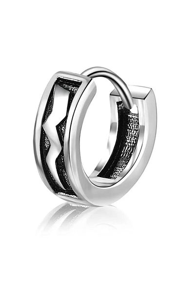 Jaida Moda Unisex Silver Lightning Figured Retro Model Steel Hoop Earrings