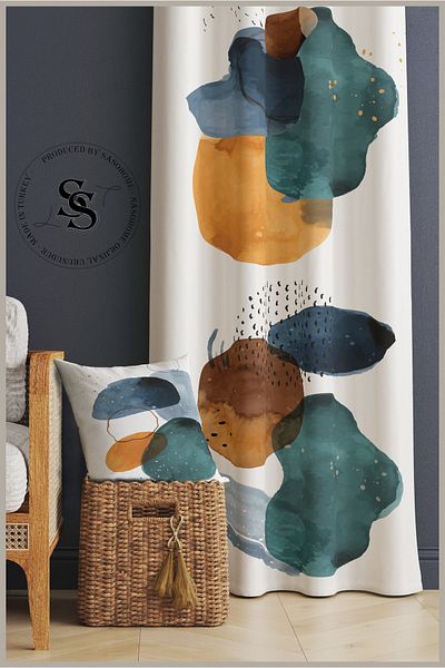 SasoHome Simple Modern Colorful Clouds Patterned 140 X 270 Cm Quality Digital Printed Background Curtain
