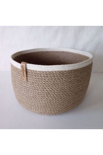 karelim home منظم ديكور من الخوص مقاس 25x12 - سلة متعددة الأغراض