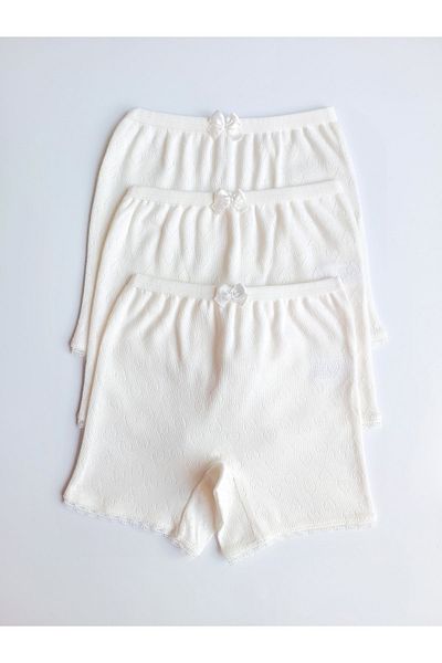 ÇebiKids Girl's Skirt/Dress Underpants 100% Cotton Ecru/retro Leg Panties/boxer 3-Piece