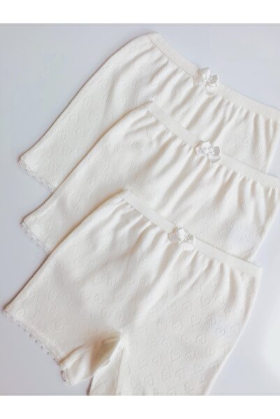 ÇebiKids Girl's Skirt/Dress Underpants 100% Cotton Ecru/retro Leg Panties/boxer 3-Piece