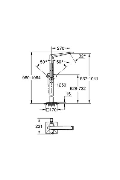 Grohe Allure Brilliant Yerden Küvet Bataryası - 23119001
