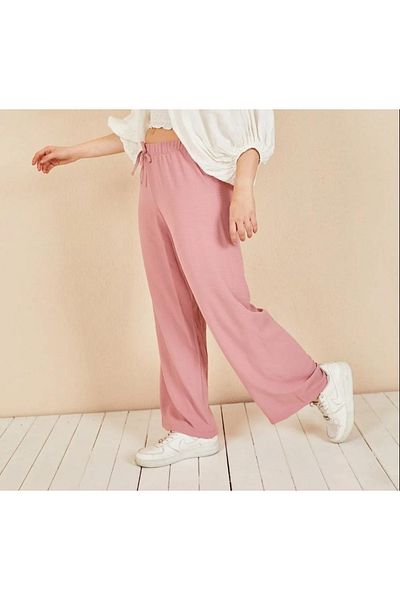 FATELLA Women's Elastic Waist Palazzo Aerobin Trousers