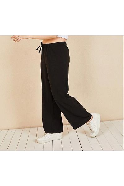 FATELLA Women's Elastic Waist Palazzo Aerobin Trousers