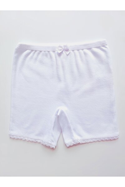 ÇebiKids تنورة/فستان بناتي، سروال داخلي 100% قطن، ساق مضلعة بيضاء، سروال داخلي/بوكسر، 3 قطع