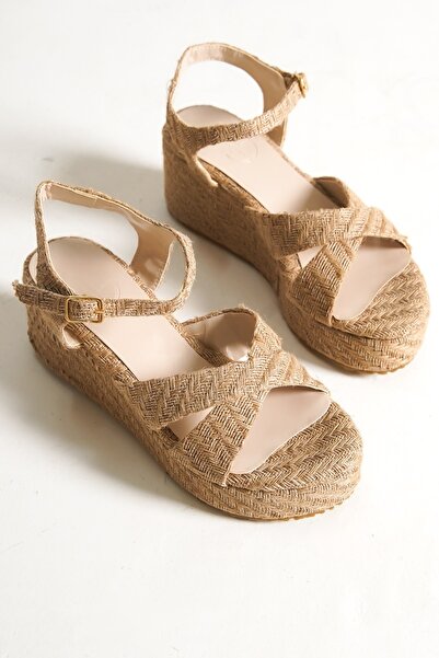 Modabuymus Straw Wedge Sole Cross Strap Espadrille Women's Sandals - Yummy