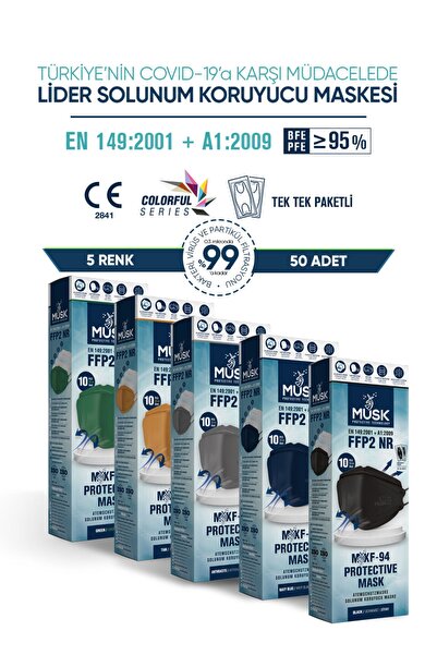 Musk Kf94 Kore Tipi 5 Renk 50 Adet