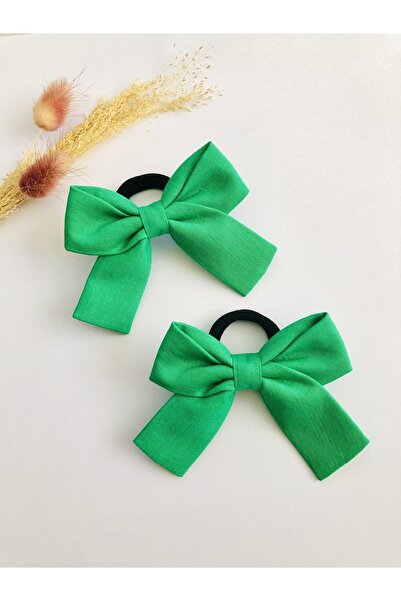 seyranat 2-пари зеленого кольору бавовняні якісні гумки з бантиками для волос...