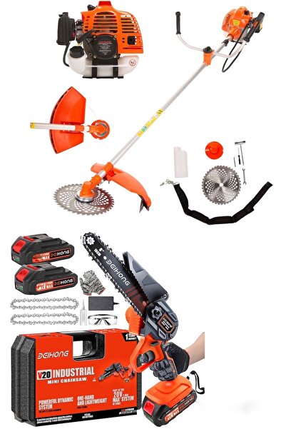 DYNAMİC MAX 2'li Set 9 Hp Benzinli Yandan Çim Ot Çalı Biçme Ve 128vf Şajlı Çi...