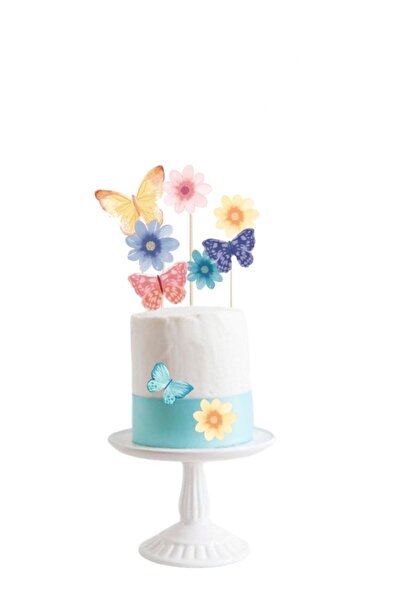 Partifabrik Διακοσμητικό τούρτας με θέμα την πεταλούδα και την μαργαρίτα σε α...
