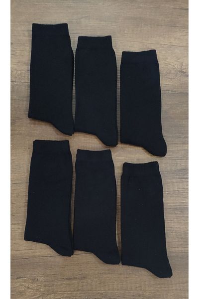 Leement socks Детски ученически чорапи, обикновени, черни, 6 чифта, памучни, безшевни