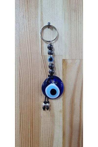 erdoğan hobi Keychain Ornament Evil Eye Hematite Stone Car Ornament Bag Ornament Evil Eye Beaded Gift Keychain