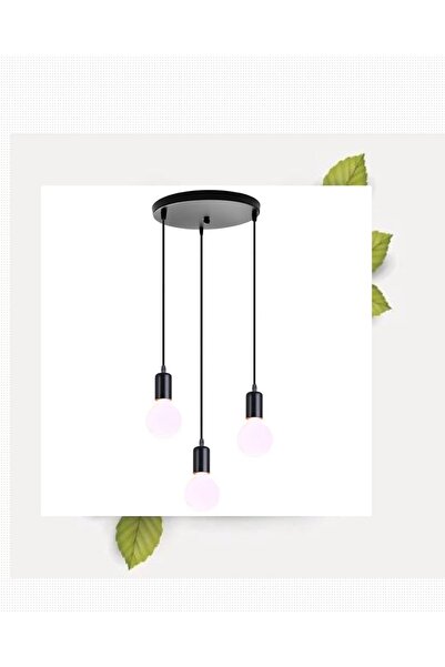 OSC HOME AYDINLATMA TASARIM Rustik 3 Lü Avize Siyah