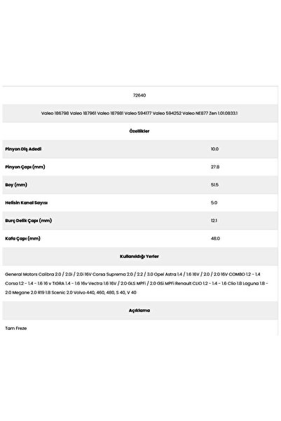 Form Metal Starter Gear Valeo 10 Teeth 5 Channels Full Milling (opel)