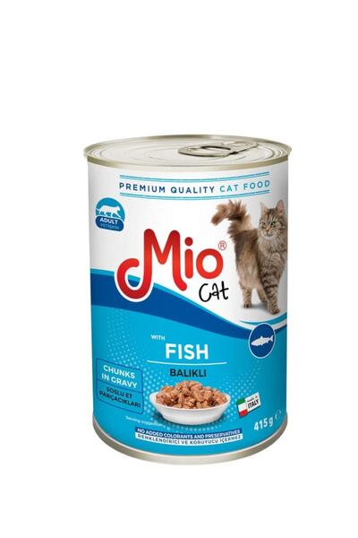 MİO Balıklı Kedi Maması - Konserve Et Parçacıklı Yaş Mama 415 Gr