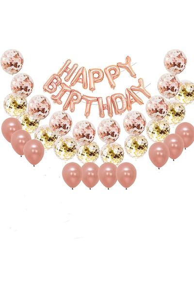 Bkmc Party Decoration Set Rose-gold Balloons Confetti Transparent Balloons Bi...