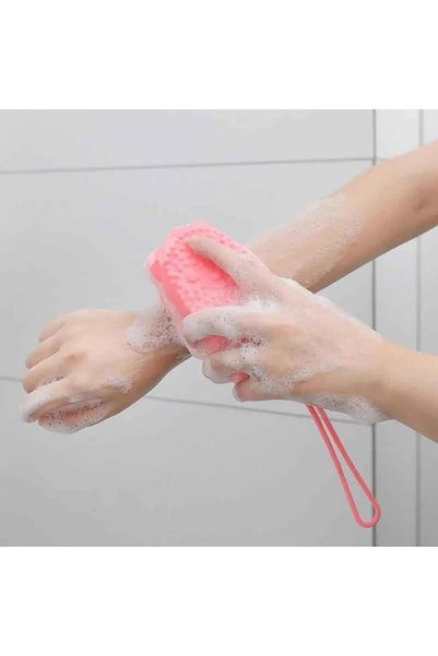 Fontenay Sponge Silicone Shower Brush - Exfoliating Bath Scrub Pink