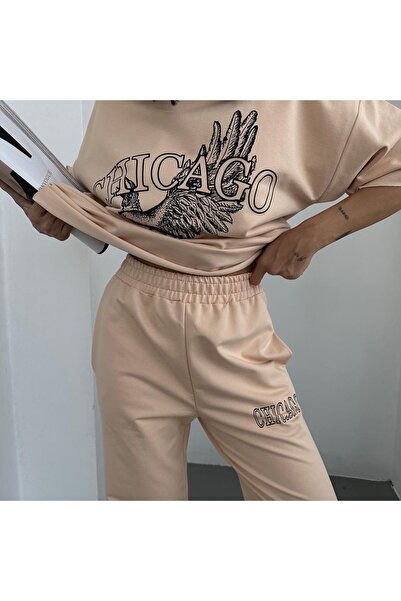 Machetta Large Size Eagle Printed Pocket Lettering Oversize Bottom Top Summer Suit