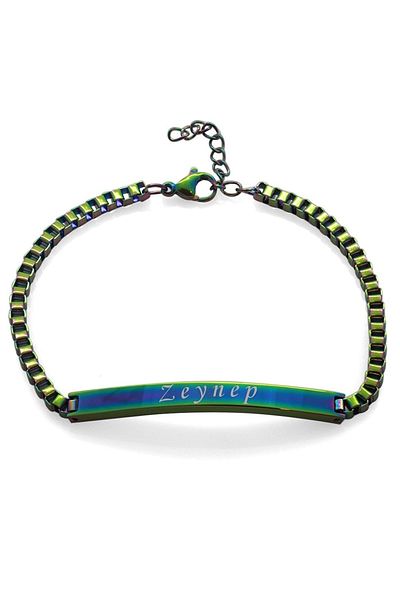 Tesbihane Ice Blue Color Women's Bracelet with Steel Chain