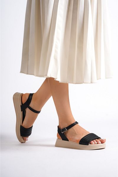 Weynes Black Women's Soft Sole Ankle Strap Sandals Wsb0482