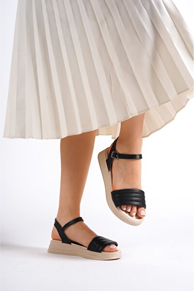 Weynes Black Women's Soft Sole Ankle Strap Sandals Wsb0482