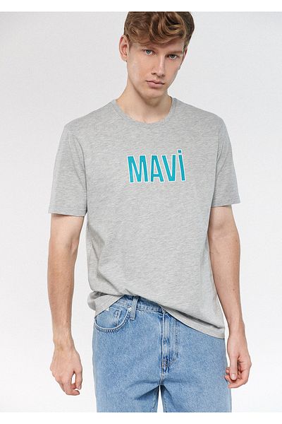 Mavi Γκρι μπλουζάκι με λογότυπο κανονική εφαρμογή / κανονική κοπή 066842-80196