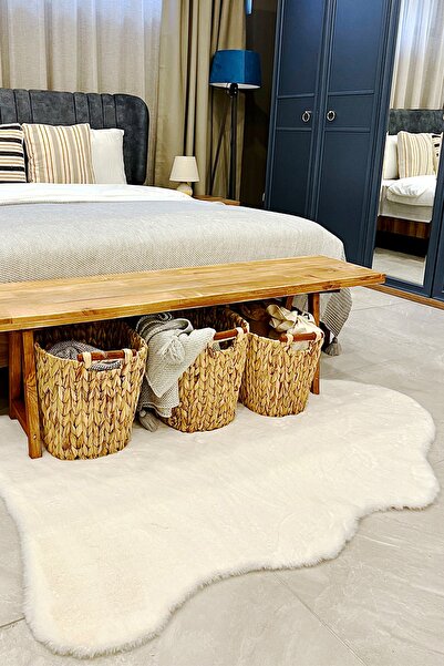 MYHOME HALI Yıkanabilir Yumuşak Rabbit Kuzu Post Halı Krem