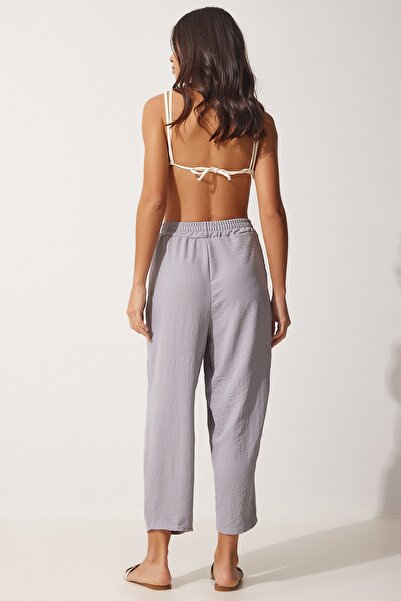 Happiness İstanbul Női szürke kimonó nadrág szett DZ00046