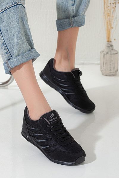 Rona Gifts Unisex, negru, zilnic, confortabil, flexibil, cu talpă moale, pantofi sport ultra ușori, zilnic, cu șireturi