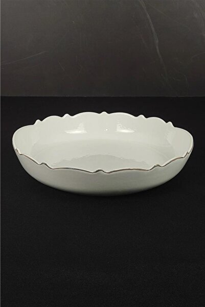 ROY KING Wave Beyaz Altın Yuvarlak Sunum Tabak 32cm