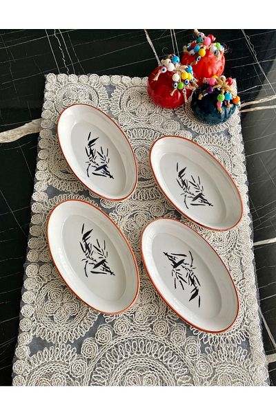 Areyma Olive Branch Model 4-Piece Oval Breakfast Plate