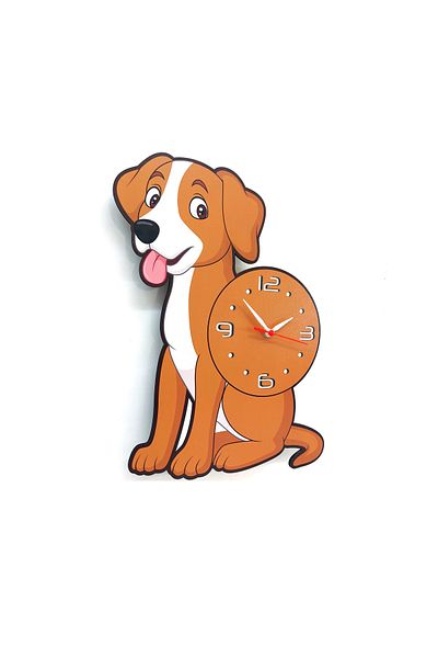 CajuArt Cute Brown Dog Kids Room Wall Clock Decor