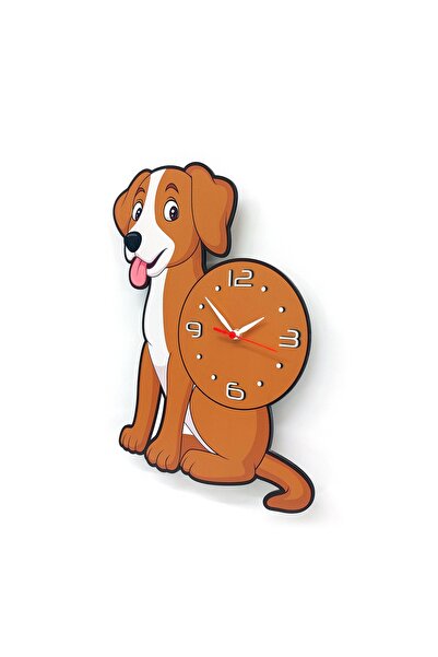 CajuArt Cute Brown Dog Kids Room Wall Clock Decor