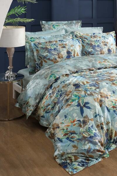 Sarev Σετ Παπλωματοθήκη Emily Green Double 100% Cotton Satin 300tc