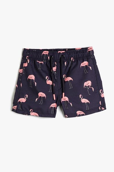 Koton Αγορικό σορτς μαγιό με στάμπα Flamingo με δεμένη μέση 3skb00037bw