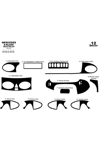 meriç cockpit design ميريتش ®   سيارة مرسيدس A-Series أمامية مطلية باللون الأ...