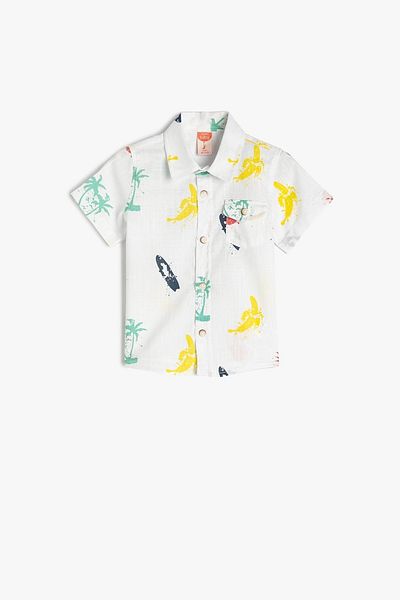 Koton Baby Boy Short Sleeve Covered Pocket Detailed Printed Shirt 3smb60014tw
